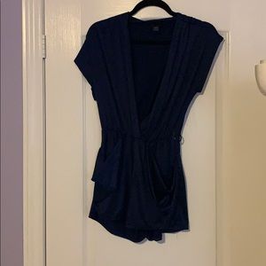 Navy silk romper